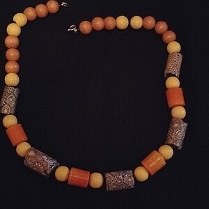 Handmade Navajo Cedar Wood & Beaded necklace